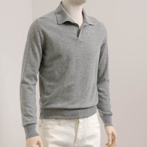 Moglia | Skipper Polo | Fine Knit (14GG) | Midden Grijs