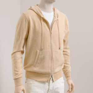 Goldoni | Hoodie met 1/1 rits | Medium gebreid (12GG) | Licht Bruin