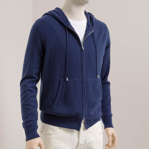 Goldoni | 1/1 Rits Hoodie | Medium knit (12GG) | Blauw