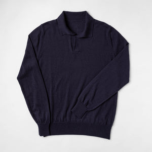 Moglia | Skipper Polo | | Fine Knit (14GG) | Donker Blauw